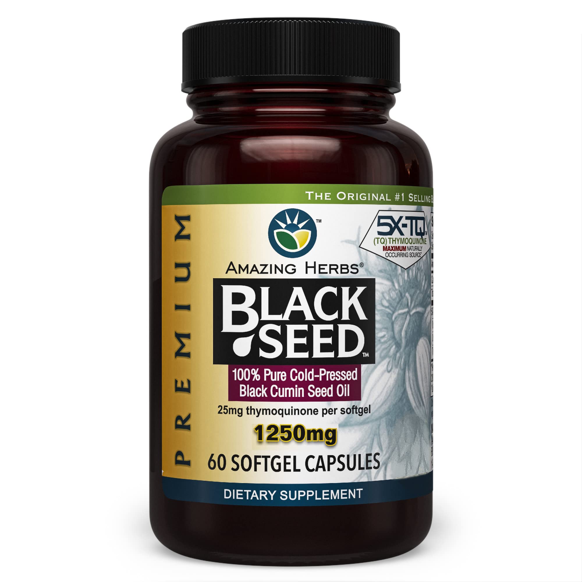 AMAZING HERBS Black Seed Oil 1250mg 60 SFG