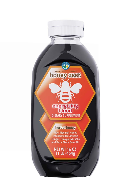 AMAZING HERBS HoneyZest Energizing Honey 16 OZ