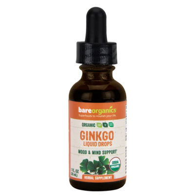 BARE ORGANICS: Organic Ginkgo Leaf Drops 1 OZ